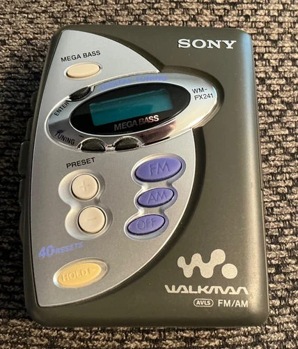 Vintage Sony Walkman WM-FX241 Stereo Cassette Tape Mega Bass FM/AM Radio For Par