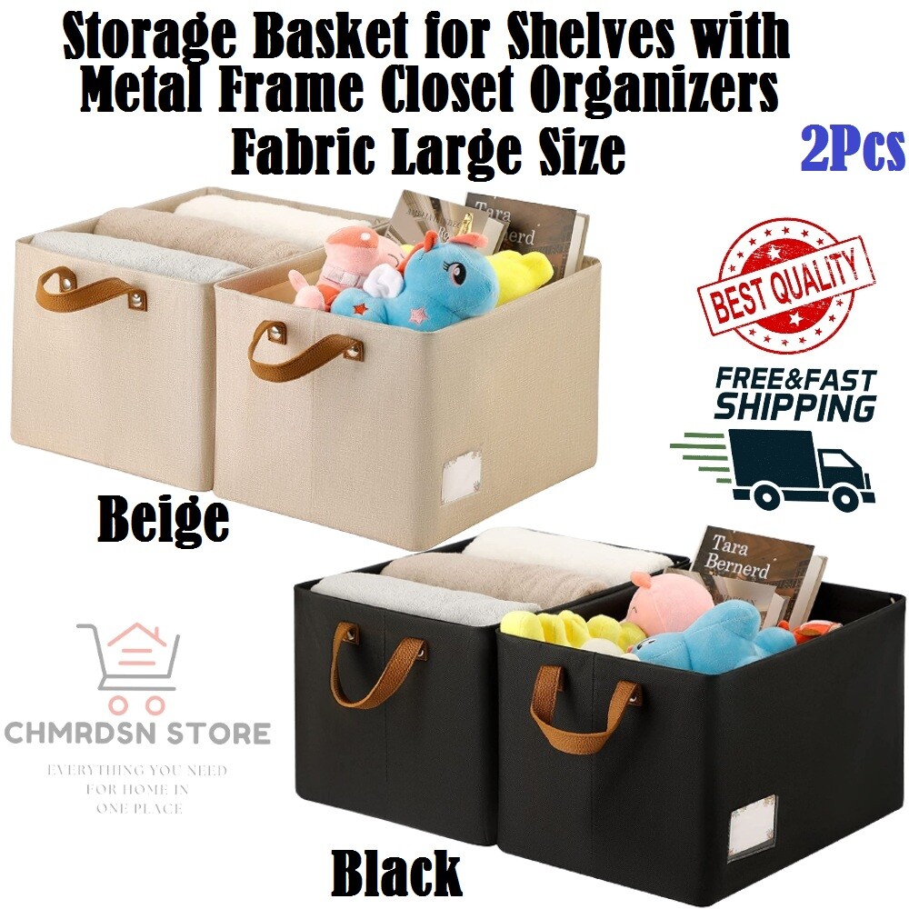 Storage Basket for Shelves with Metal Frame Closet Organizers