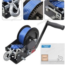 Boat Trailer Winch 3000lbs with 33ft Strap Heavy Duty Hook 4:1/8:1 Hand Crank UK