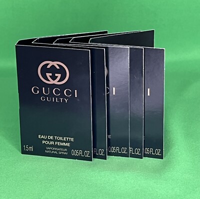 5 PCS Gucci GUILTY WOMENS Pour Femme Perfume EDT 0.05 oz Spray Travel Sample