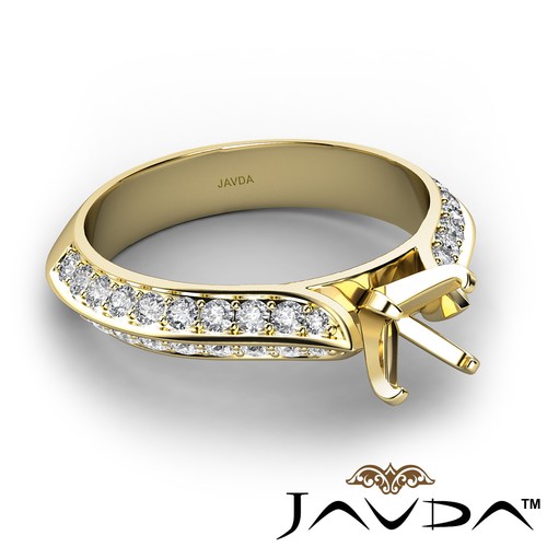 Pave Setting Diamond Engagement Ring Semi Mount made in 14k White Gold 0.35Ctw - Picture 8 of 26