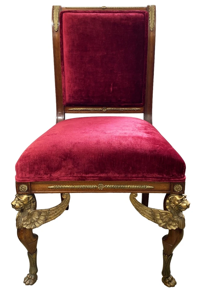 #7004 Silla rara de finales del XIX Imperio Francés con soportes de bronce Foto 2 de 4