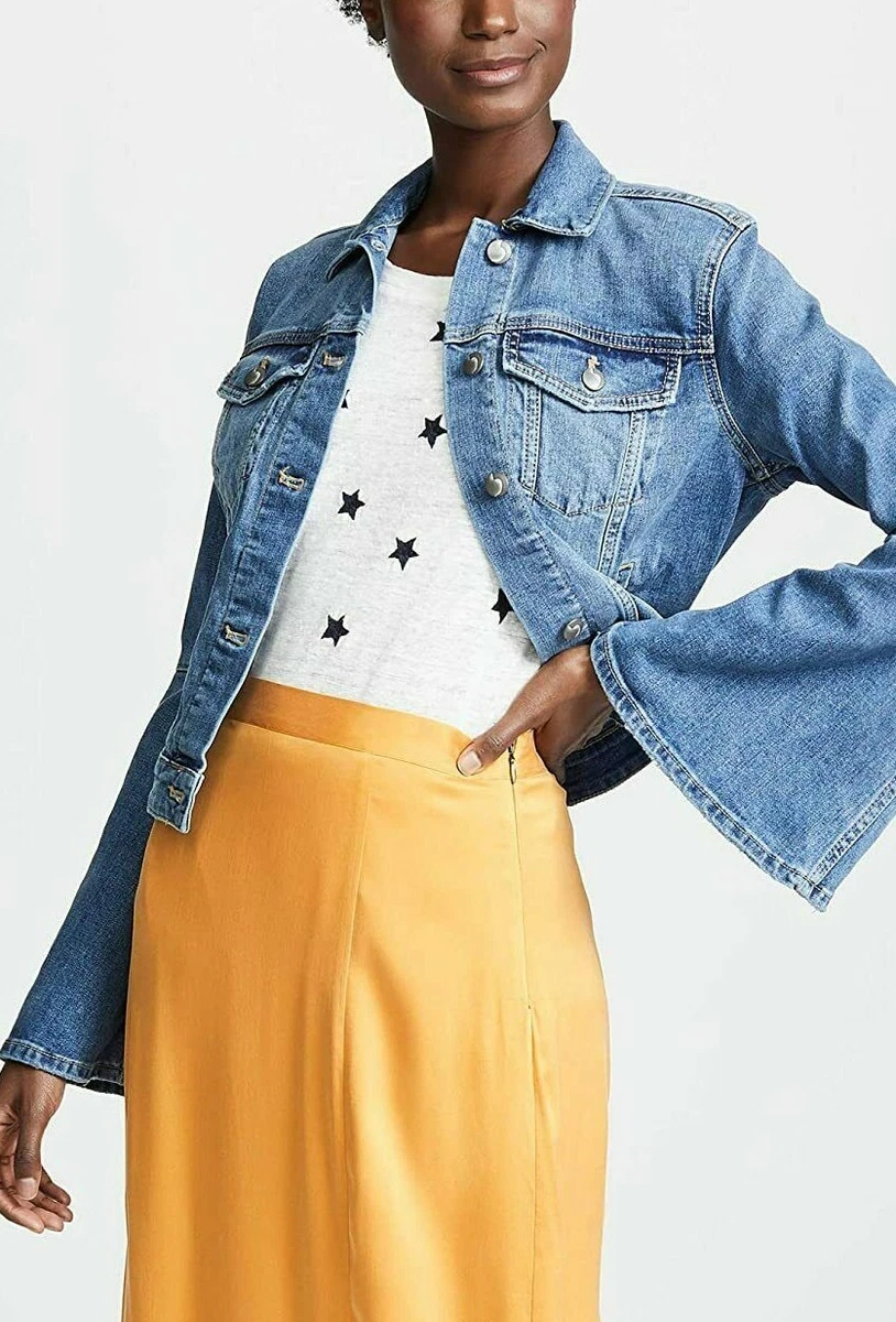 Denim jacket with bell sleeves sale