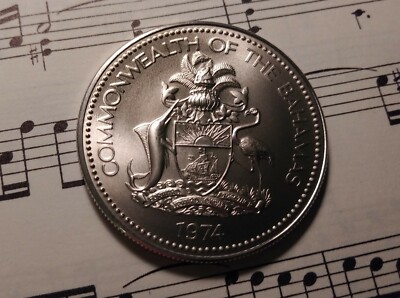 BAHAMAS $1 1974-FM KM65 Cu-Ni 1st date MATTE Specimen Minted