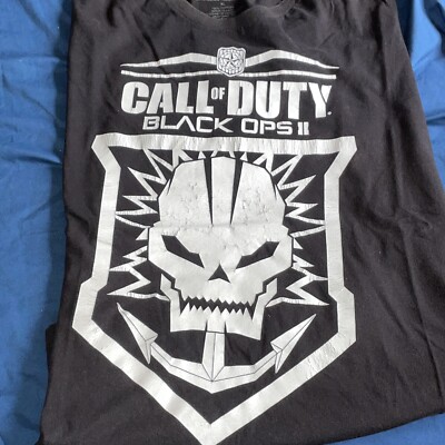 Call of Duty Black Ops II 2 Mens T-Shirt Black White Skull XL 2012 Free Ship!