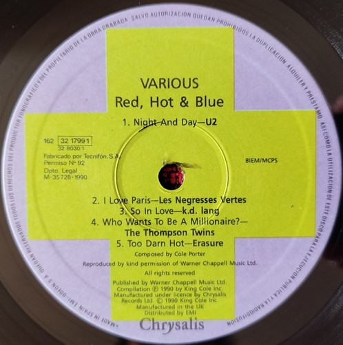 RED HOT + BLUE 1990 Spain LP U2 Tom Waits DEBORAH HARRY Annie Lennox K.D. LANG - Picture 6 of 7