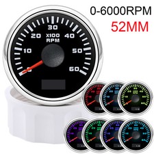 52mm Tachometer 0-6000RPM Gauge 7Colors LED Waterproof for Marine Boat Car Truck