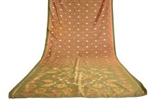 FNC Vintage Red Sambalpuri Ikat Sarees Handwoven Art Silk Sari Fabric Antique