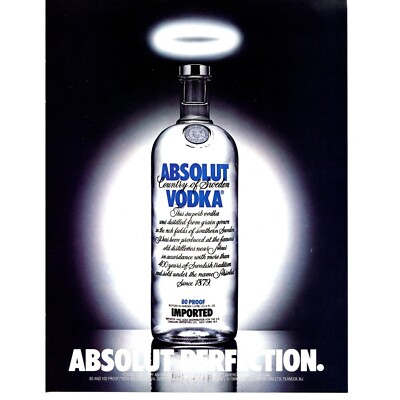 1990 Absolut Vodka Print Ad Paper Magazine Clipping Vtg 90s Alcohol Bottle Decor