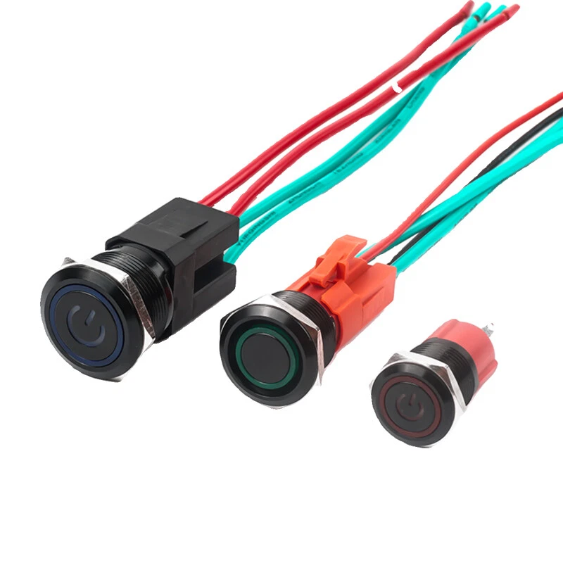 Metal Pushbutton Switch Oxide Black 16/19/22/25mm IP66/68 Waterproof Car Switch - Image 2 of 4