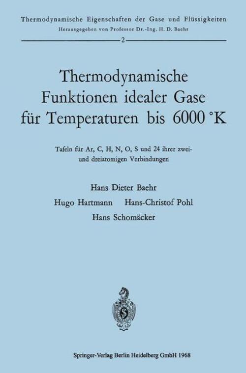 Hans Dieter Baehr | Thermodynamische Funktionen Idealer Gase Für