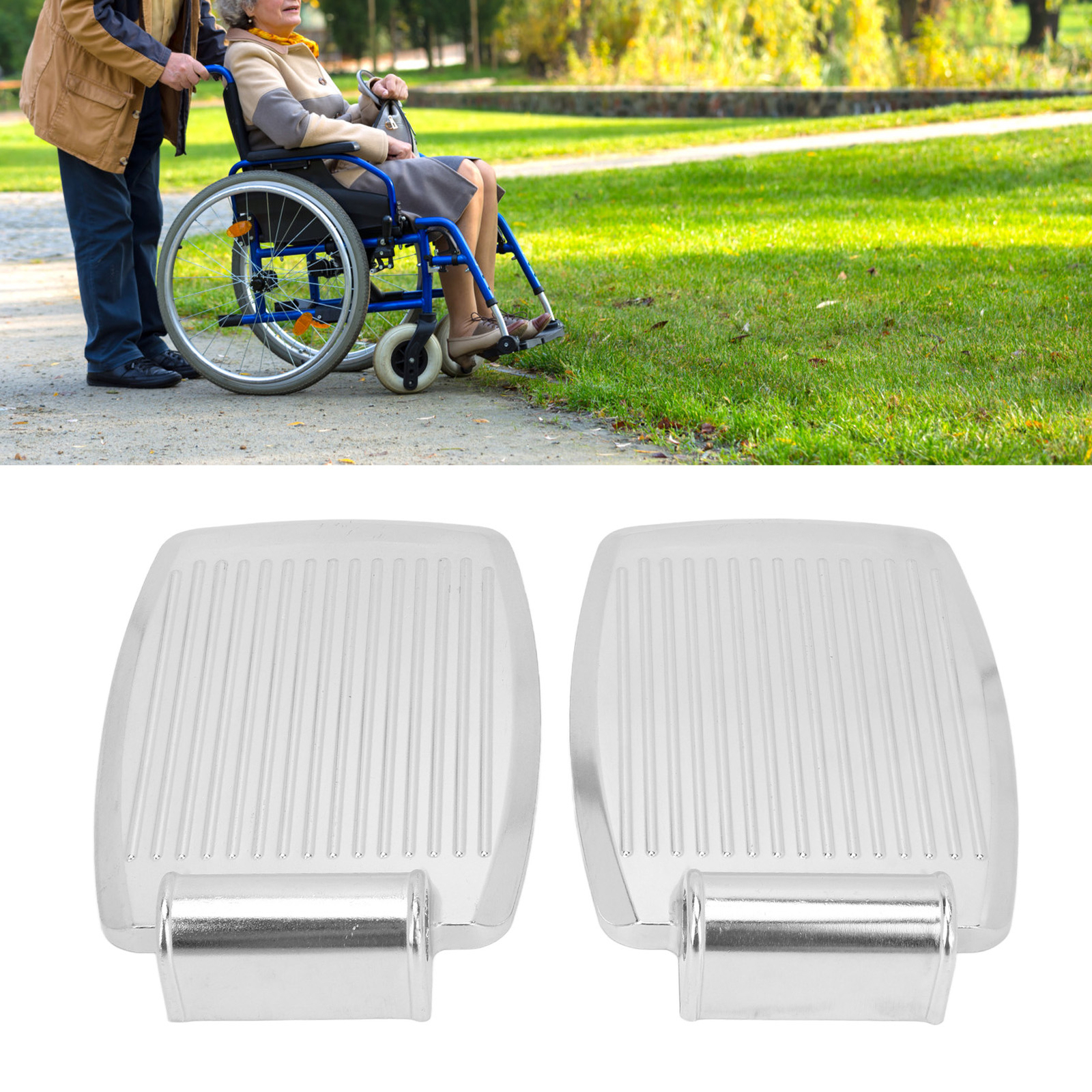 2pcs Wheelchair Footrests Aluminum Alloy Replacement Wheelchair