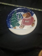 Christmas Bear Hand Painted Plate