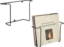 Wall Mounted Black Metal Vinyl Records Storage Racks, Floating Shelves, Set of 2