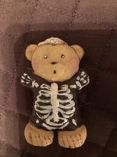 Teddy Bear Figurine in skeleton Halloween costome STANDING Resin which is RARE