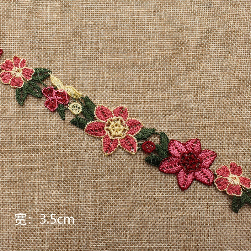 Cinta floral de encaje soluble en agua hágalo usted mismo bordado de 1 yarda ropa costura decoración Foto 2 de 2