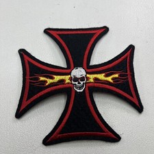 SKULL  CROSSBONES IRON CROSS Motorcycle Biker Patch M010