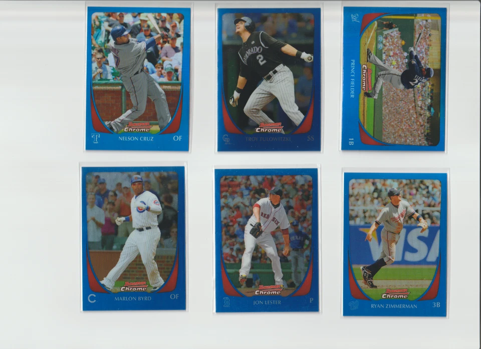 2011 BOWMAN CHROME BLUE REFRACTORS  #'D TO 150 - PICK FROM THE LIST - Image 2 of 2