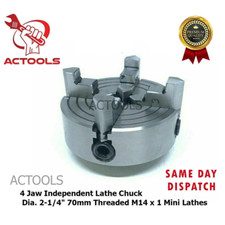Independent Lathe Chuck  4 Jaw 70mm Dia. 2 1/4"  Threaded M14 x 1 Mini Lathes UK