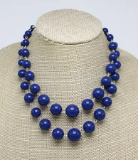 New Double Stranded Graduated Blue Bead Necklace by Croft & Barrow #N2585