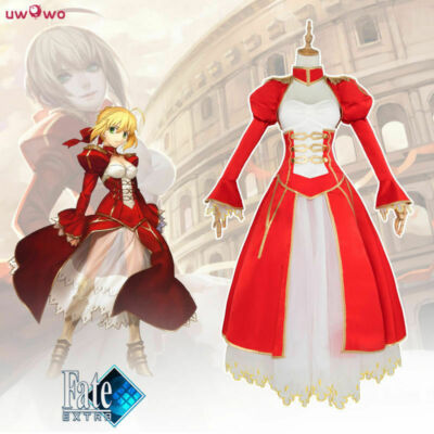 Red Saber Artoria Pendragon Cosplay Fate Stay Night FSN Zero Costume Skirt  &