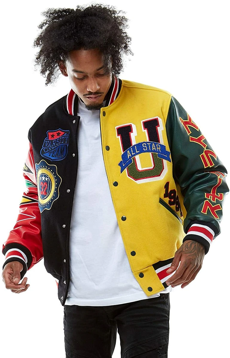 Smoke Rise All Star Varsity Jacket Yellow Black - S