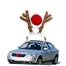 Christmas Car Reindeer Antlers and Nose Decorations Kit Vehicle Costume Plush