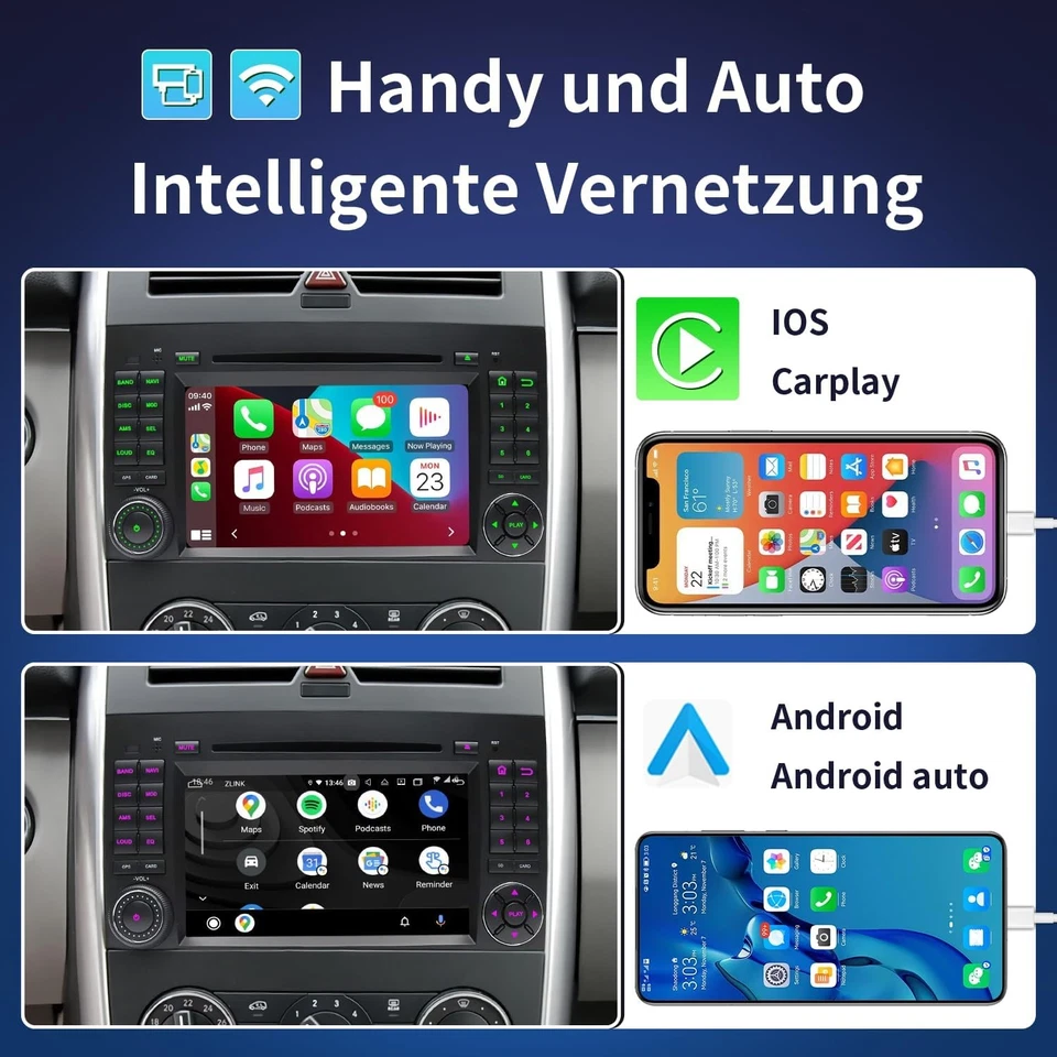 7" Autoradio 32GB CarPlay Für Mercedes Benz A/B-Class W169 W245 Sprinter Viano - Bild 2 von 4