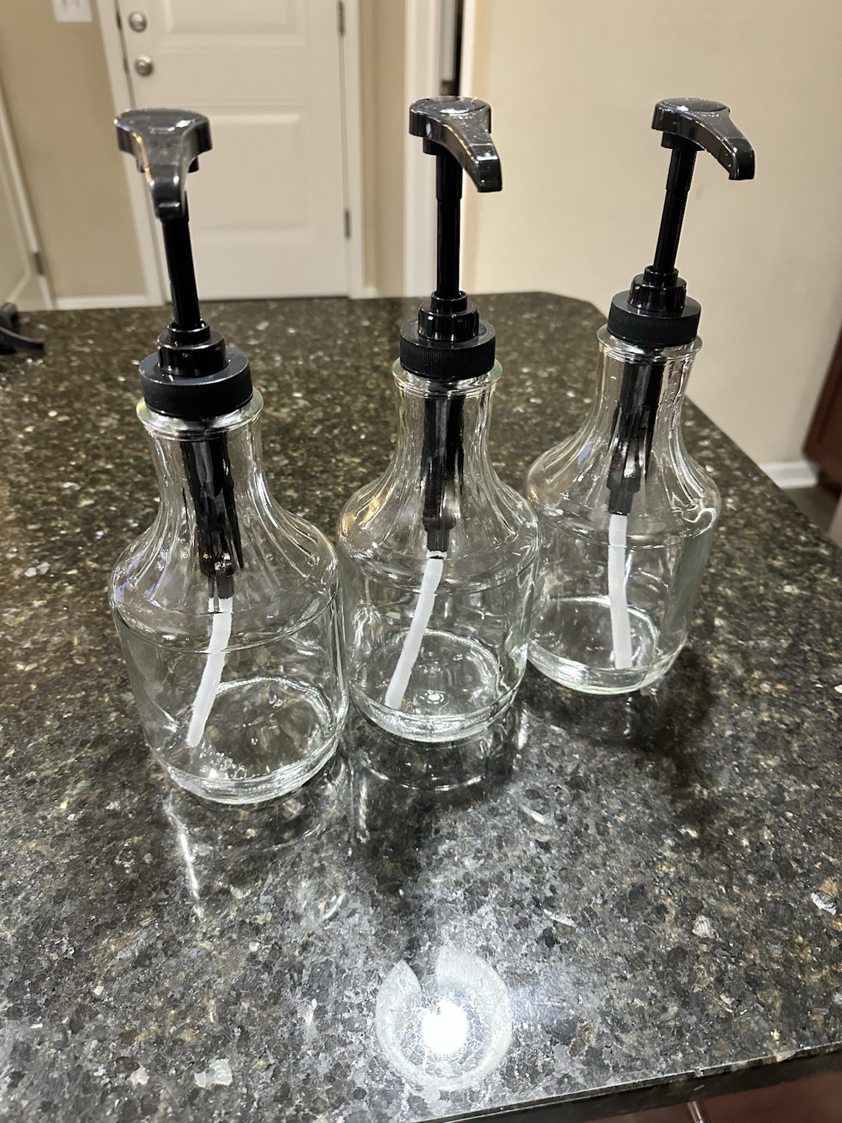 Glass With Dispenser Pumps 1 Quart/32 Oz Set Of 3