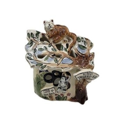 Blue Sky Clayworks Heather Goldminc 'Kitty's Treehouse' Tealight House