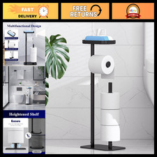 Free Standing Metal Toilet Paper Holder, Medium Size, Stylish Black Design