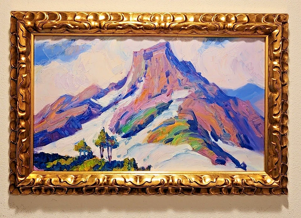 American Southwest Landscape Original Oil Painting Mountain in Ornate Gold Frame - Image 4 of 4
