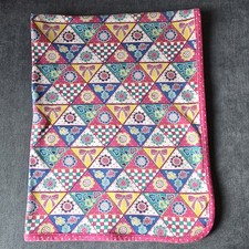 Rare Vintage Gymboree Baby Blanket Reversible Floral Patchwork Pink Trim