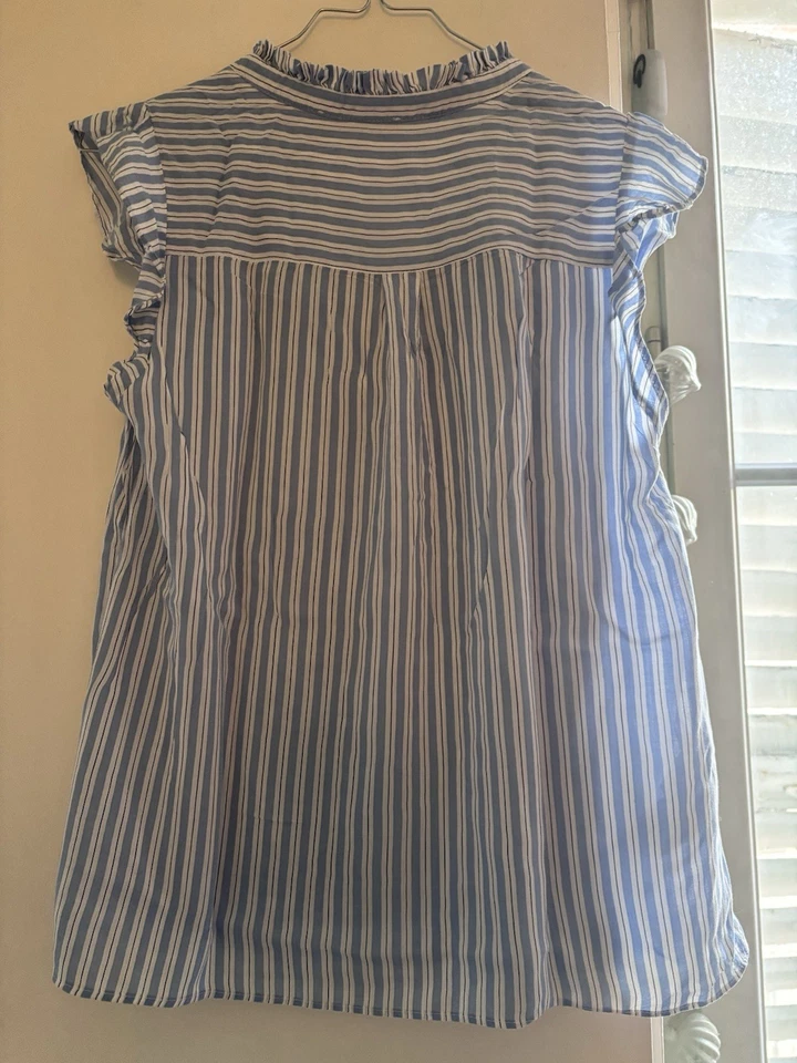 Blouse Sans Manche Blanche Et Bleue mango - Photo 2/2
