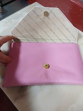 Jacques Vert Sugar Pink Leather Envelope Clutch Bag 27 x 16 cm VGC