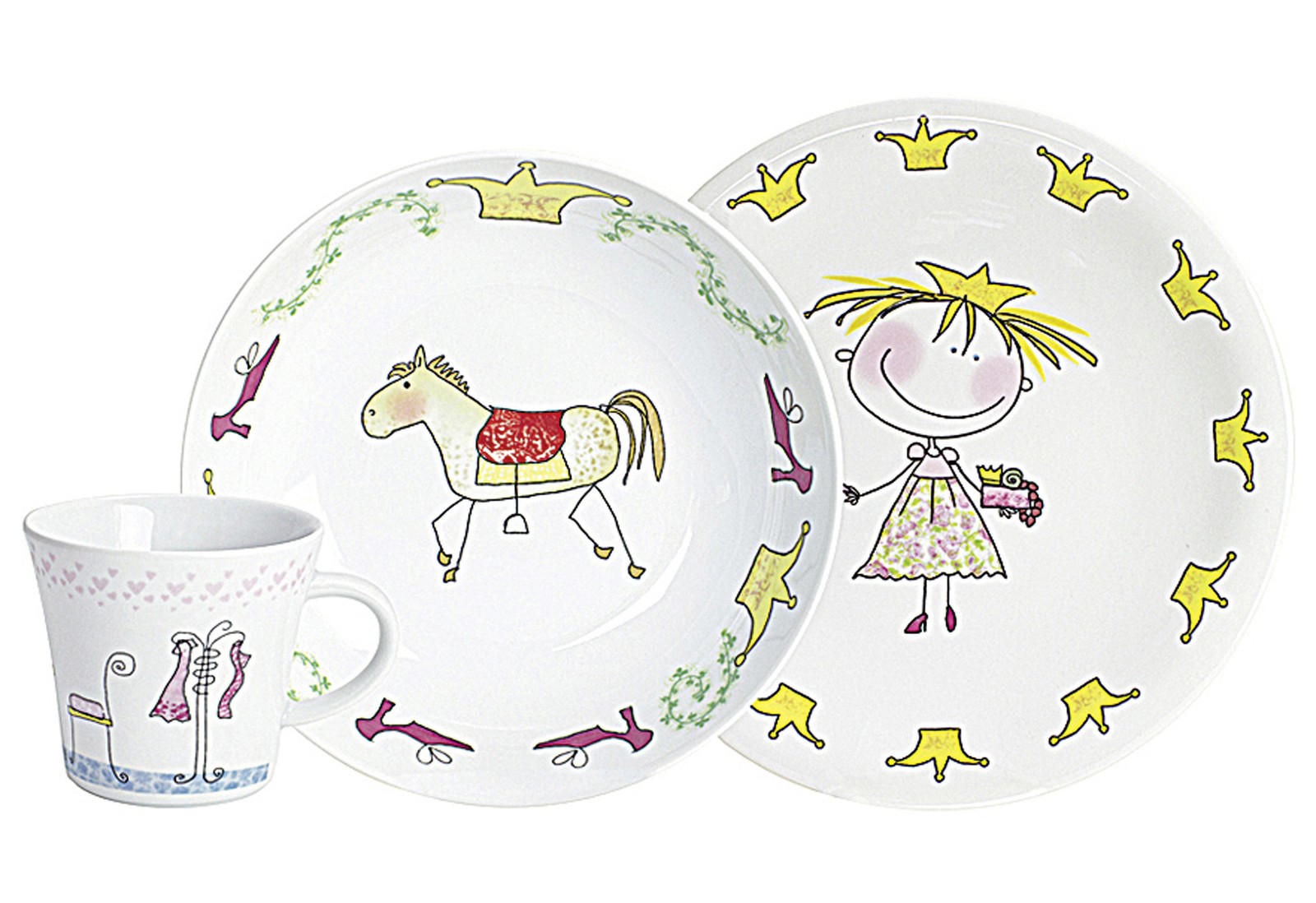KAHLA Kinder-Geschirrset Märchenprinzessin Porzellan 3teilig