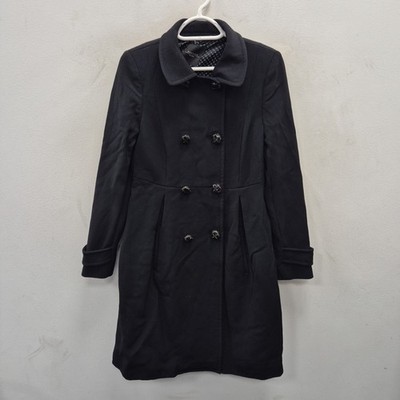 Maxmara Weekend Princess Double Breasted Black Wool Pea Coat Jacket Size Uk 10