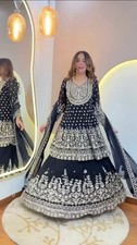 Fancy Designer Black Faux Georgette Top Lehenga With Dupatta For Women