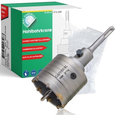 Hohlbohrkrone-Set Ø 68mm mit SDS-PLUS-Aufnahme und einem Zentrierbohrer, Hamm...