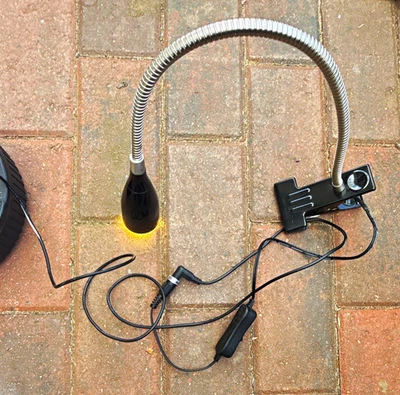 Black Clip-On LED Desk Lamp Flexible Gooseneck Inline Switch UK Plug Adaptor - Image 1 of 4