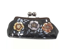 Black Purse embellished sequins Flower clutch purse