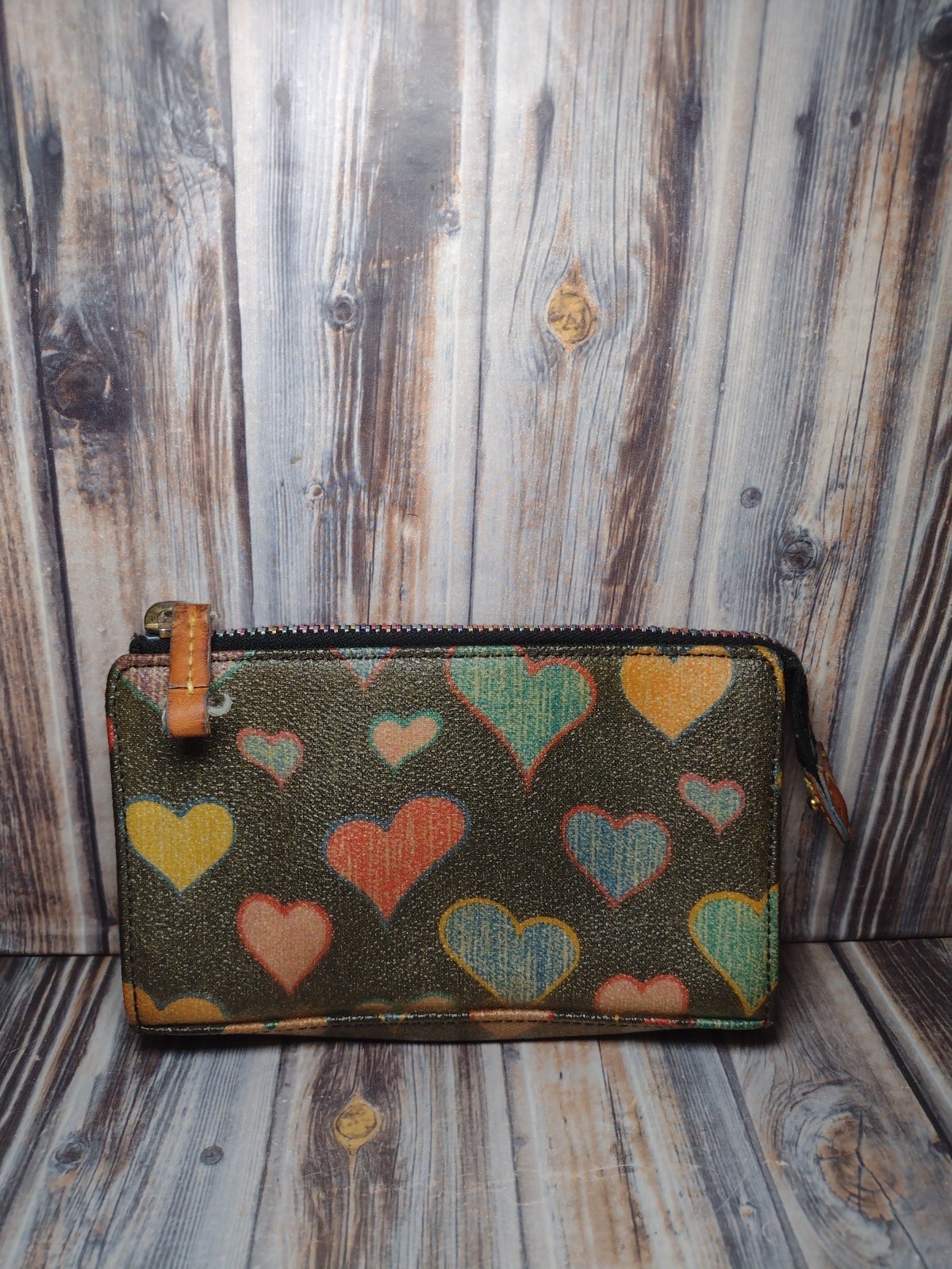VINTAGE LEATHER DOONEY & BOURKE Heart COIN PURSE No LOGO HEART ZIPPER PULL