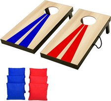 Portable Size Cornhole Game Set with 6 Bean Bags Wood Design 2 x 1 feet