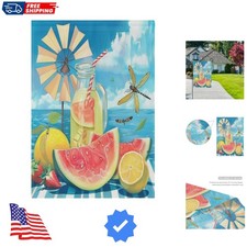 Hello Summer Watermelon Garden Flag 12x18 inch Double Sided Decorative Lazy D...
