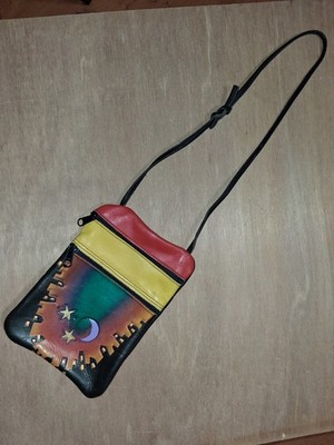  LEATHER moon Stars Crossbody 2 Pockets Key Holder Atlas GOODS? skyline bohemian