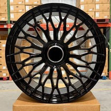 22" MESH STYLE GLOSS BLACK WHEELS RIMS BIG CAP FITS ROLLS ROYCE 2009+ GHOST