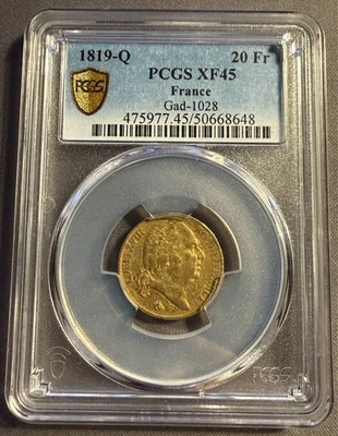 20 Francs or Louis XVIII 1819 Q (Perpignan) PCGS XF 45 - Photo 1/4