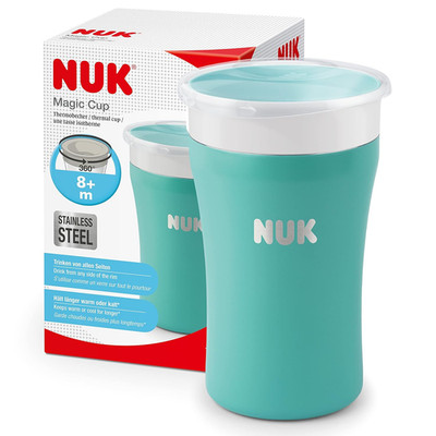 NUK Magic Cup Trinklernbecher Edelstahl  360°-Trinkrand BPA-frei warm kalt 230ml