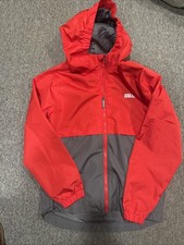 Eddie Bauer Kids Hooded Raincoat Red And Gray Size 14/16