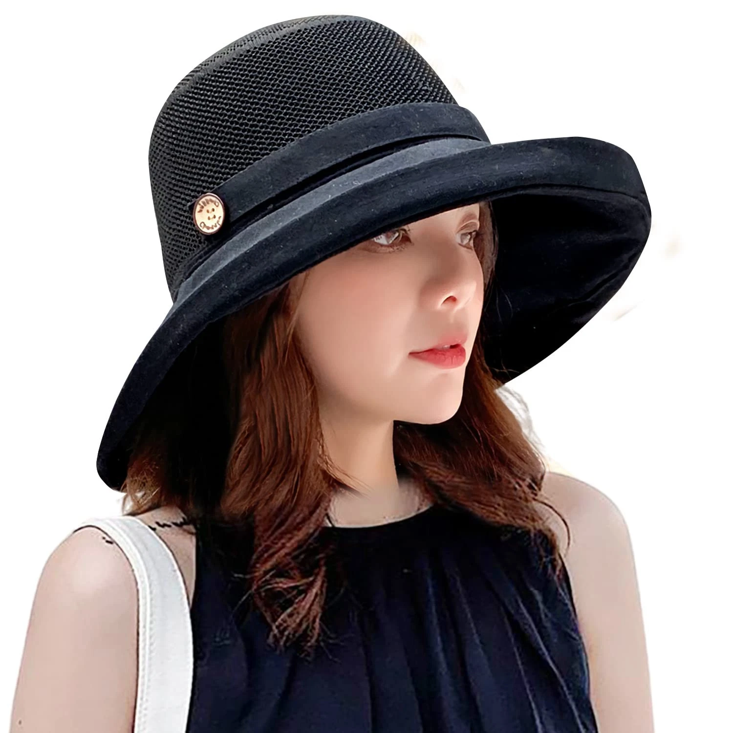 Women Mesh Crown Wide Brim Sun Hats Summer UV Protection UPF Hat for Beach Hi...